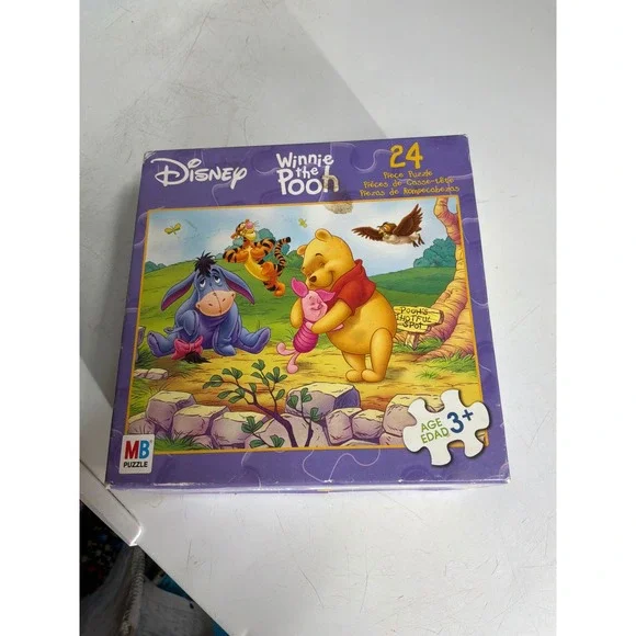 Vintage Kids Disney Winnie the Pooh MB Puzzle 24pc Purple