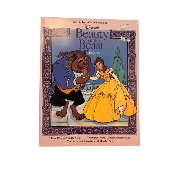 Vintage 1991 Disney Beauty and the Beast Play Set Press Out/Assemble Movie Scene