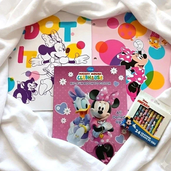 Disney‎ Minnie Mouse Coloring Activity Set Folders Crayons Mickey Clubhouse NEW