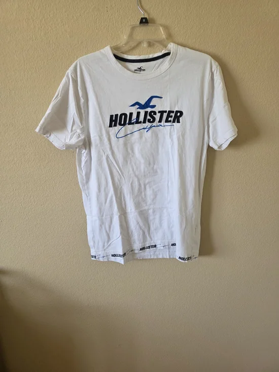 Hollister White Logo Crew Neck T-Shirt