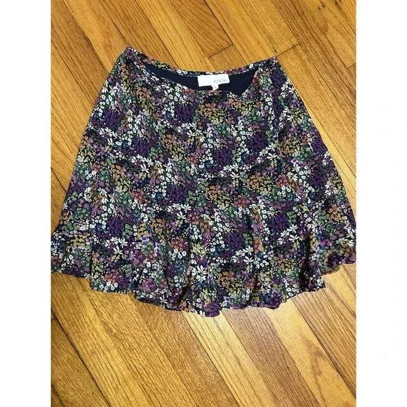 Pinch Skirt Size Small Multicolor Dainty Floral Pattern Boho Pleated Swing