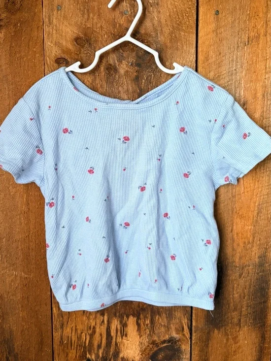 OshKosh B'gosh Light Blue Short Sleeve Top with Pink Floral Print