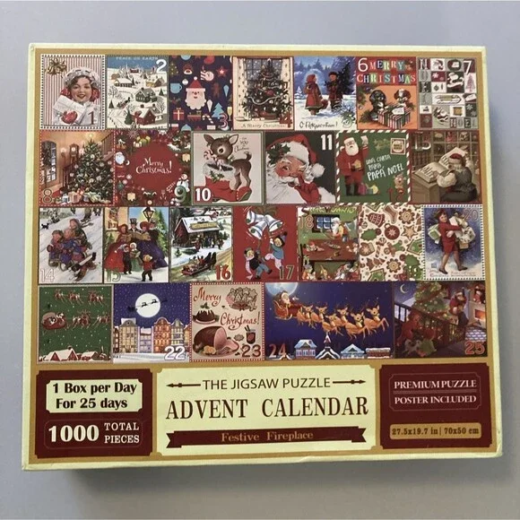 Advent Calendar Christmas Puzzle 1000 Pc Santa Complete 25 Daily Boxes Nostalgia