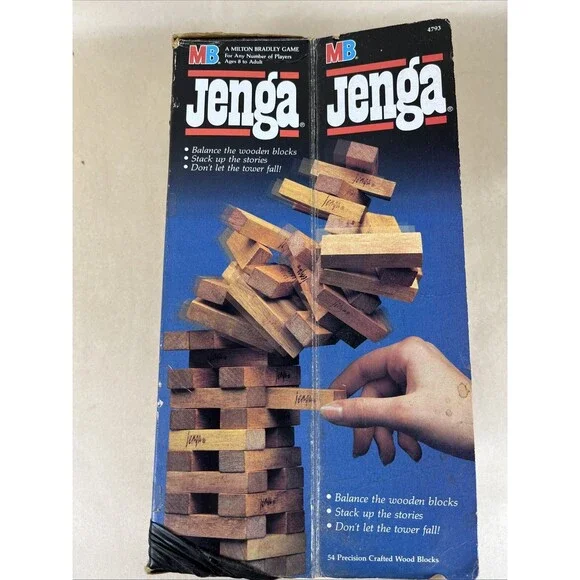 Vintage 1986 Jenga Block Game‎ In Original Box Milton Bradley Missing 1 Block