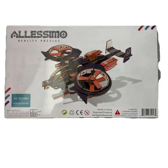 Allessimo Artisolve 3D Wooden RDA Gunship Helicopter Assembly Model Kit 8+‎