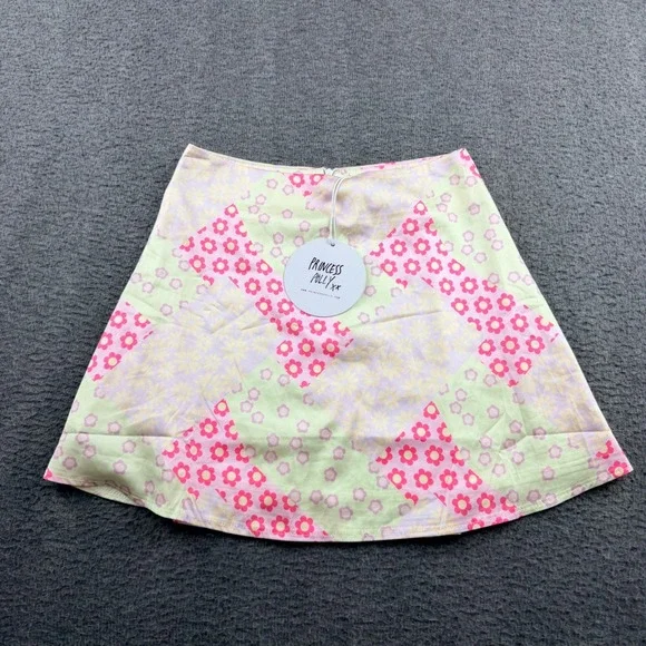 Princess Polly‎ Lacey Mini Skirt Multi Floral Patchwork Women's US 4