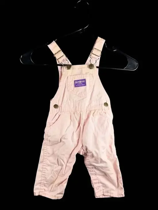 Vintage OshKosh B'gosh Pink Denim Overalls with Snap Inseam