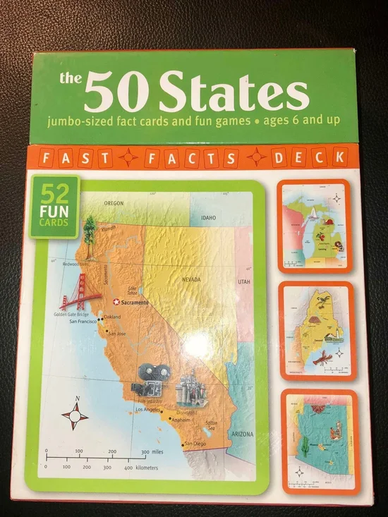 The 50 States Fast Facts Deck - Green Learning Cards