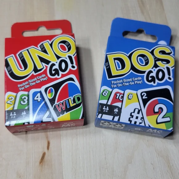 2 Travel Size Uno and Dos Go Card games