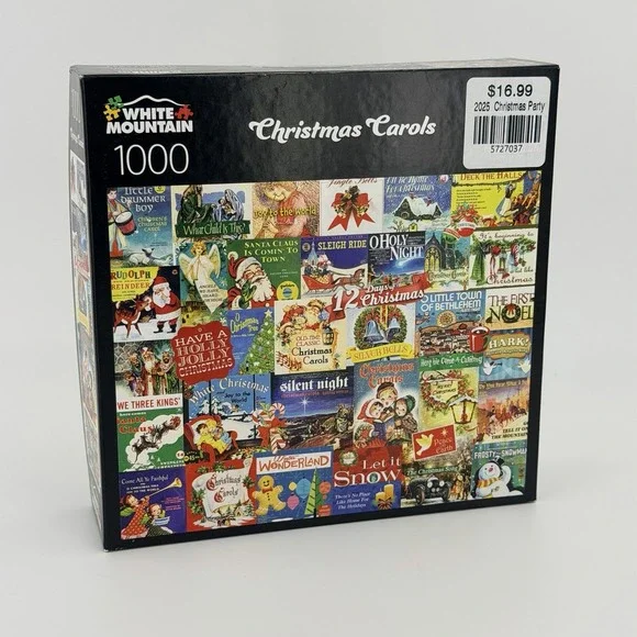 White Mountain 1000 Piece Christmas Carols Jigsaw Puzzle Collage Holiday NEW