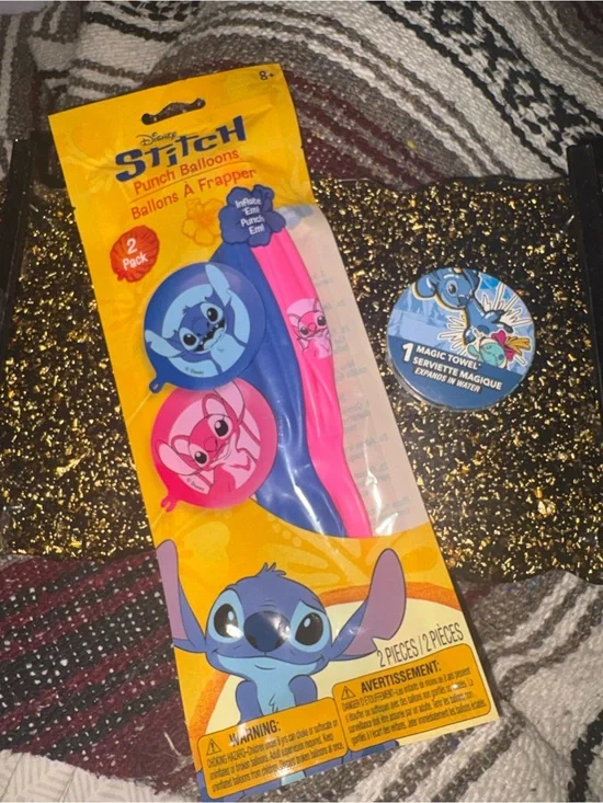 Stitch & Angel Punch Balloons & Stitch Magic Towel Bundle