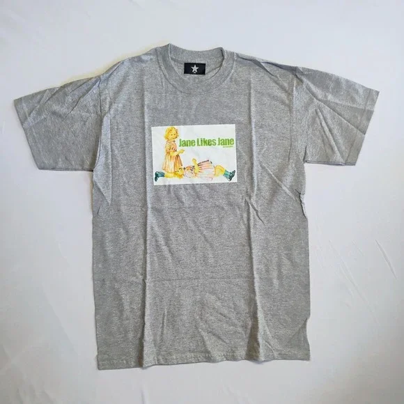 SERIAL KILLER Jane Likes Jane Graphic Parody T-Shirt Grey Size M Tee VTG 90s NOS