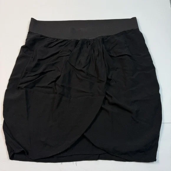 Mossimo Skirt Women's Large Black Draped‎ Tulip Wrap Mini Elastic Waist