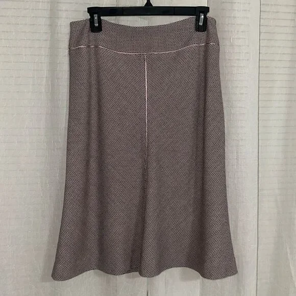 Ann Taylor 8 Burgundy Mauve Pink Wool Blend Satin Trim Fitted A-Line Skirt
