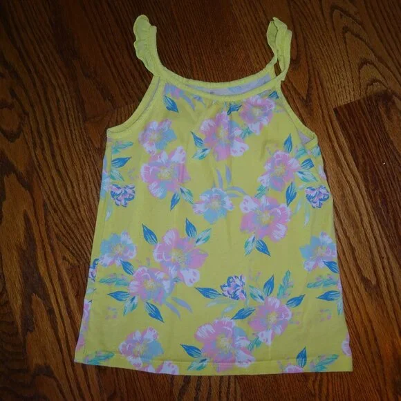 Girls Size 7 Osh Gosh B'gosh Yellow and Pink Floral Tank Top