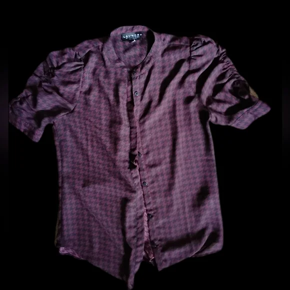 Laundry by Shelli Segal Womens Houndstooth Button Down‎ Blouse Size Small
