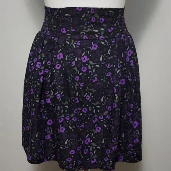 New NWT Gap mini floral print skirt black purple Size Small S