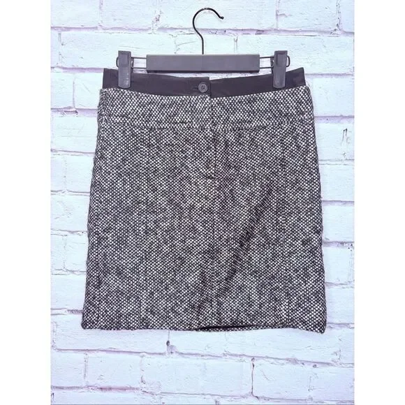Ann Taylor LOFT Womens Black Gray Wool-Blend Tweed Mini Skirt Size 00 Petite NWT