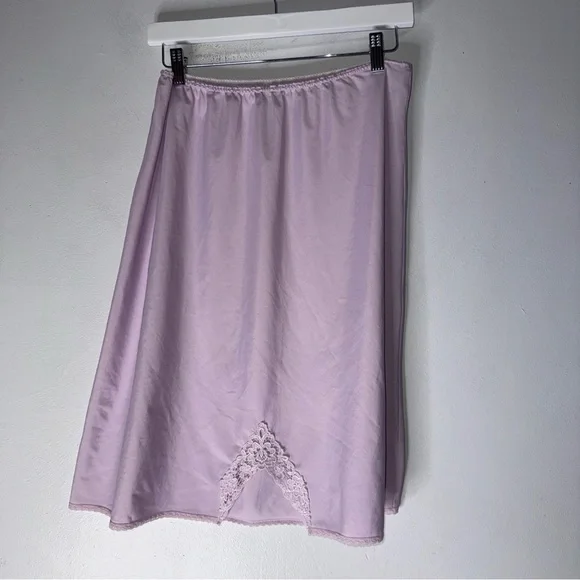 Vintage Deena Lavender‎ Satin Slip Skirt Knee Large USA