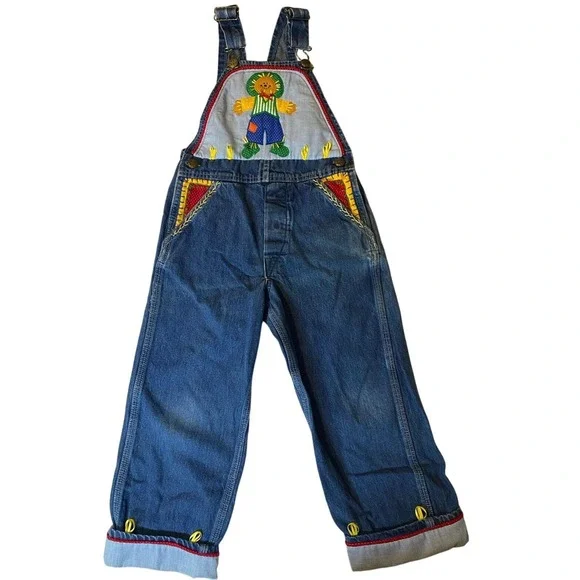 VTG OshKosh One-of-a-Kind Denim Kids Overalls‎ Quilted by Marti Michell Rare