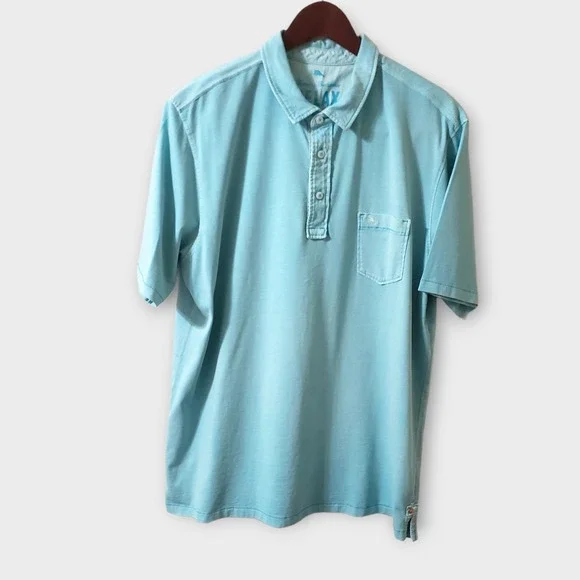 Tommy Bahama Relax Mens Pima‎ Cotton Short Sleeve Polo Shirt Pocket Pool Blue XL
