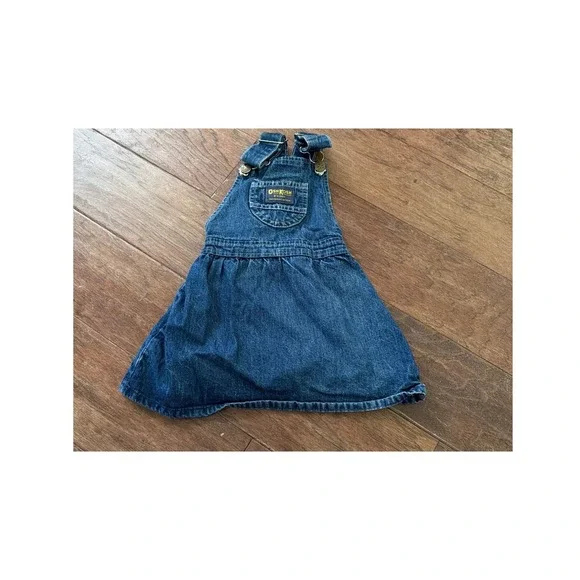 Vintage OshKosh Bgosh Girls Denim Jumper Dress Medium Wash Blue 9-12 Months‎