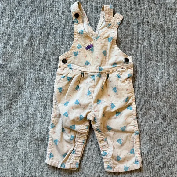 Vintage OshKosh‎ B’Gosh Vestbak Overalls 18M Corduroy Bunny Print Made in USA