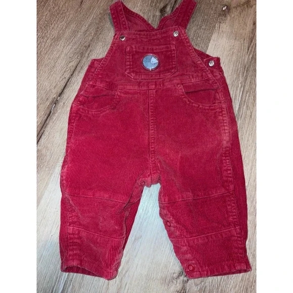 Vintage‎ OshKosh B'Gosh Red Corduroy Overalls Ghost Halloween  Baby 6-9 Months
