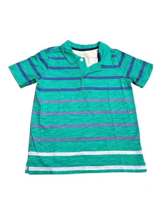 Striped Green and Blue Boys Polo Shirt Size 6