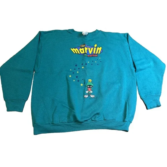 Vintage‎ Marvin Martian Sweatshirt Pullover 1997 Looney Tunes Embroidered
