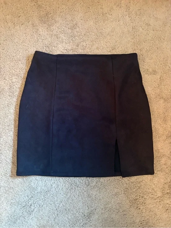 Classic Black Mini Skirt with Front Slit