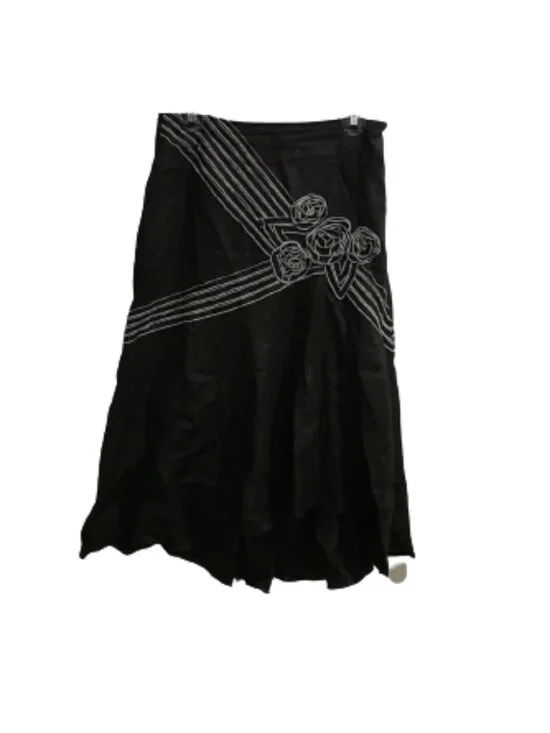 Simply JM linen skirt w/raised wht stitch pattern
