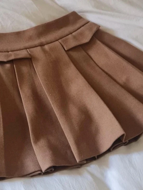 J.ing Camel Pleated Skirt