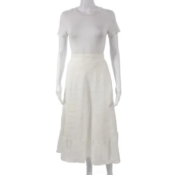 Reformation Womens A-Line White Linen Midi Skirt Size 4