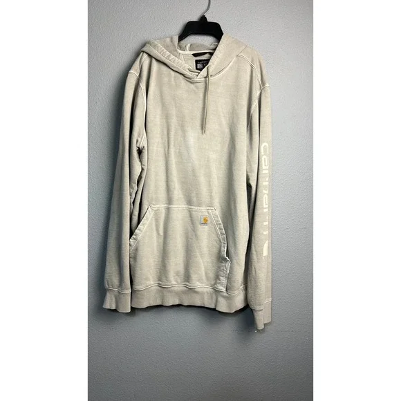 Carhartt‎ Relaxed Fit Sleeve Logo Hoodie Gray Mens Large Tall Western Lounge