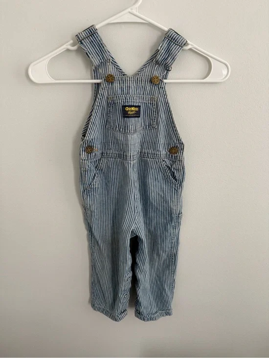 OshKosh B'gosh Blue & White Striped Kids Overalls