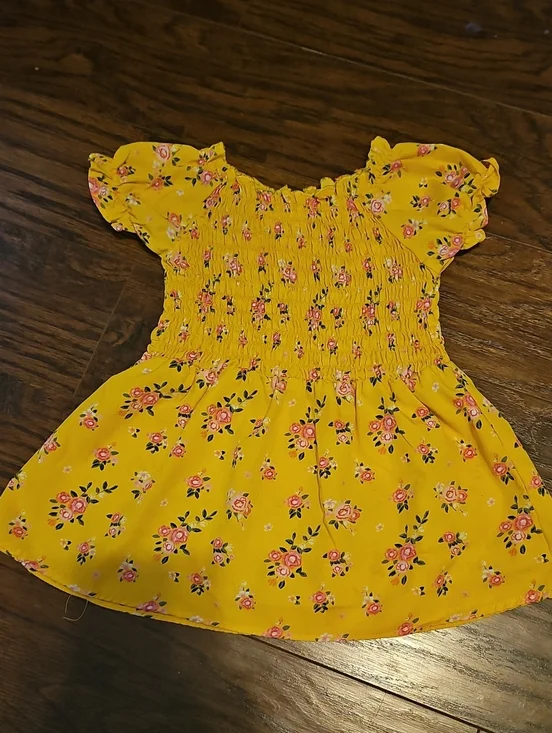 OshKosh B'gosh Yellow Floral Smocked Dress with Pink Roses