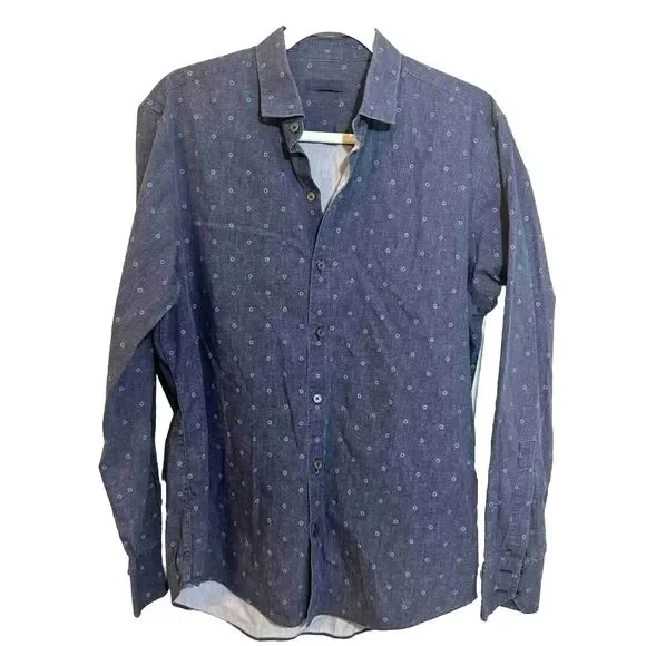 Zachary Prell Shirt Mens Medium Blue 100% Cotton‎ Long Sleeve Button-Up Chambray