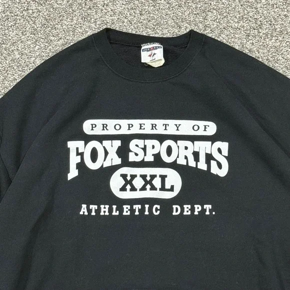 Vintage 90s Fox Sports Athletic‎ Dept Crewneck Sweatshirt Black Mens XL Graphic