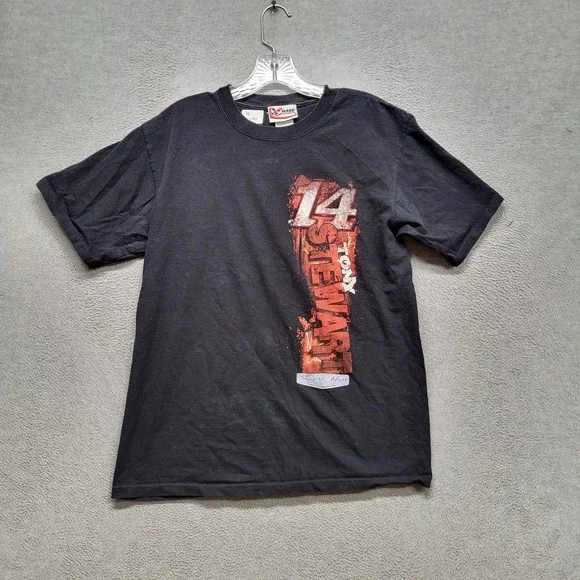 VINTAGE Tony Stewart Men Shirt‎ M Black Graphic Chase Authentics Race Car