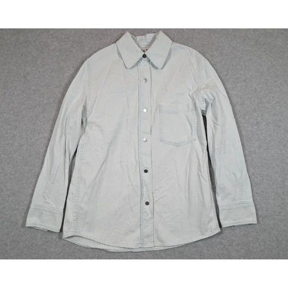 Vince Men Shirt XS Twill‎ Cotton Long Sleeve Light Blue Casual