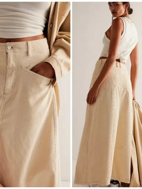 Free People Come as You Are Beechwood Corduroy Skirt Women's Size 6 NWT