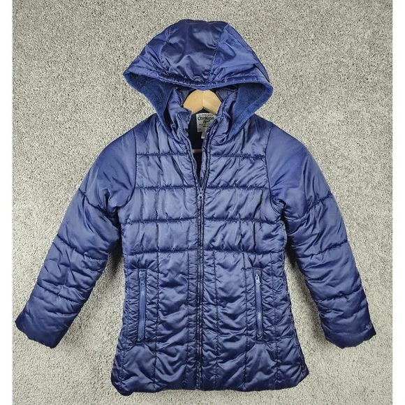 Oshkosh B'gosh Navy Blue Quilted Stylish‎ Puffer Long Jacket Size 12