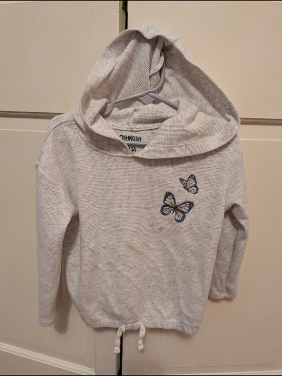 OshKosh B'gosh Heather Gray Girls' Hoodie with Butterfly Appliqué