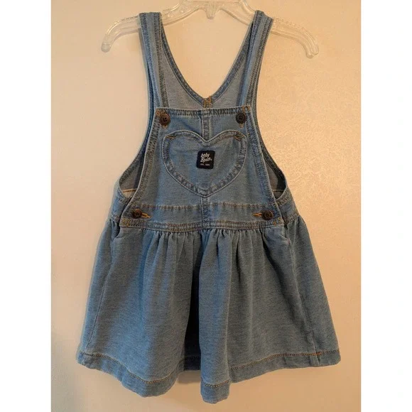Baby OshKosh B'gosh Denim‎ Heart Jumper Dress 24M Blue Overall Skirt 1M995610