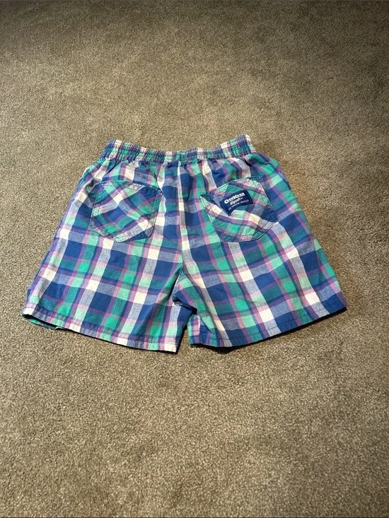 Vintage OshKosh B'gosh Plaid Cotton Shorts - Blue, Green & Purple *made in USA*