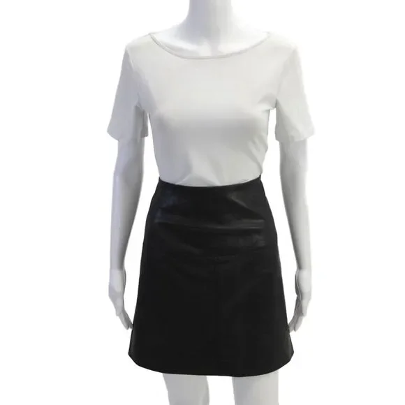 Ted Baker London Womens Faux Leather Zippered Detail Skirt Black Size 4