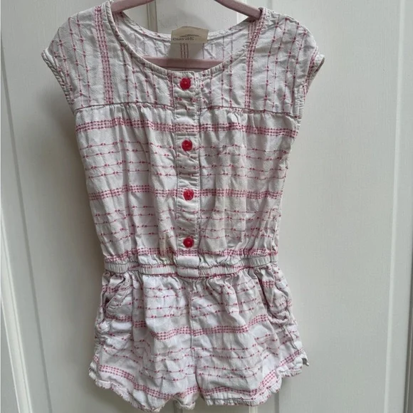 OshKosh B'gosh 3T Girls Pink and White Striped Romper