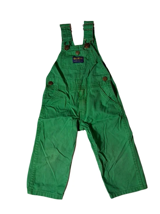 Vintage OshKosh B’Gosh Green Overalls 2T Made USA Kids Workwear