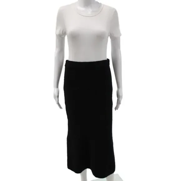 L'Agence Womens Maxi Skirt Black Nylon Pull On Classic Size M